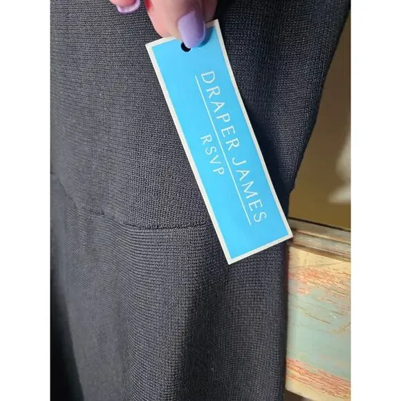 NWT Draper James Black Dress w/ Ruffle Bib neckline & polka dot lace size XS - Picture 9 of 9